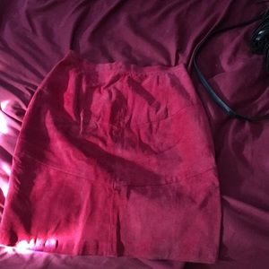 Vintage Red Leather Skirt